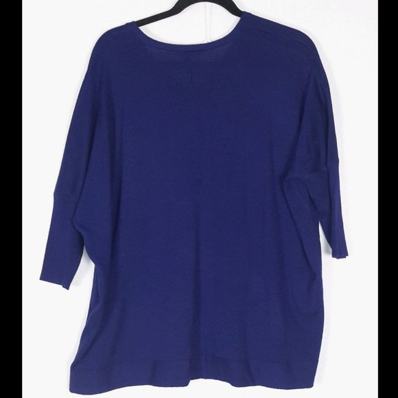 Eileen Fisher Merino Box Top Vneck Elbow Sweater - Picture 3 of 3